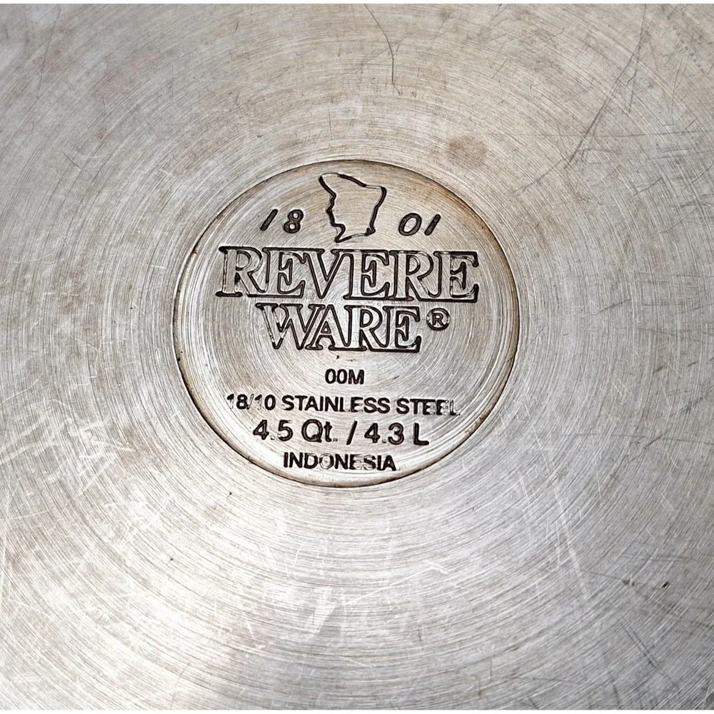 Revere Ware 4 1/2 Qt Stainless Steel Tri-Ply Disc Bottom Stock Pot  18/10 No Lid